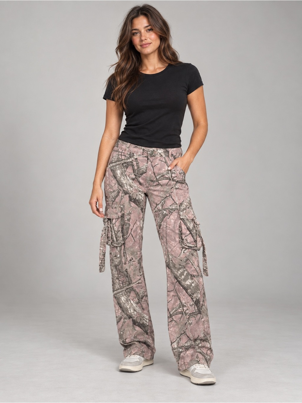 Disclosure Pink Camo Cargo Jeans Women 9/29 Wide Leg